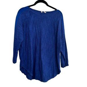 ANTHROPOLOGIE Moth Sheer Sleeve Detail Blue Sweater Top Size Medium